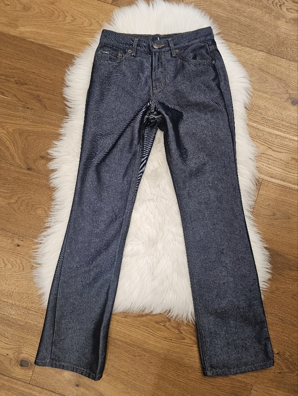 Vintage Mid Rise Dark Wash Straight Leg Jeans